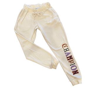 Champion Athletic Pants Off White Cream Multicolored Logo Youth Size L